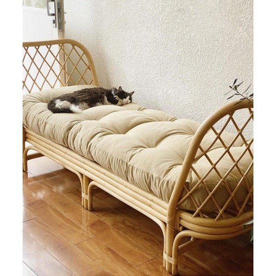 Handmade Nordic style small rattan bench in retro style single plant rattan material sofa bed