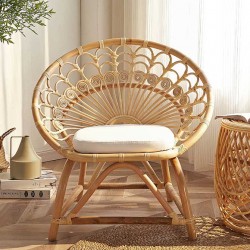 Rattan peacock pattern rattan chair, artwork creative chair, chair for Scandinavian style mansion
