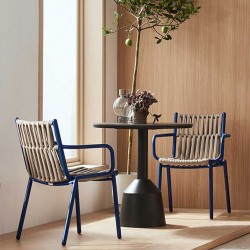 Outdoor table and chair, Nordic rattan chair for outdoor terrace, garden, balcony, water resistant, sun protection table and chair