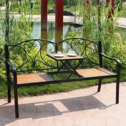 Wrought iron, wooden stool, double small chair, park chair for outdoor garden, European style chair for balcony