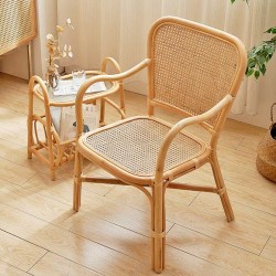 Retro single chair, coffee table for garden, rattan woven chair coffee table set for balcony