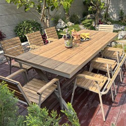 Plastic wooden patio table and chairs, waterproof outdoor balcony leisure plastic wooden table and chairs, garden terrace outdoor table and chairs
