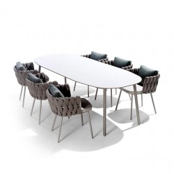 Rattan table and chairs, braided rope leisure dining table and chair combination for outdoor patio balcony garden