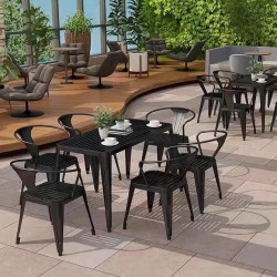 Patio table and chair combination, outdoor lounge bar and patio waterproof rectangular table, wrought iron outdoor table and chairs