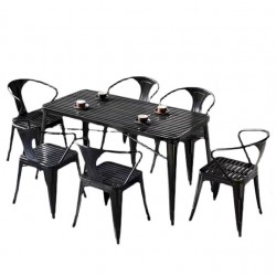 Patio table and chair combination, outdoor lounge bar and patio waterproof rectangular table, wrought iron outdoor table and chairs