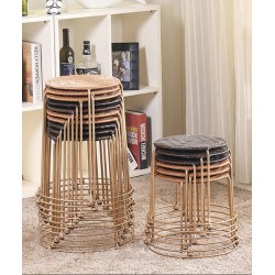 Comfortable folding rattan small round stool, dining table stool modern rattan economic seat