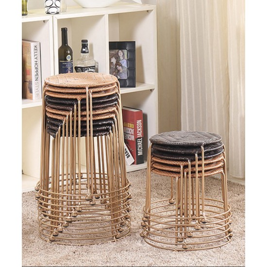 Comfortable folding rattan small round stool, dining table stool modern rattan economic seat