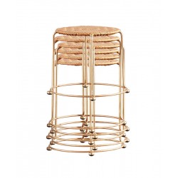 Comfortable folding rattan small round stool, dining table stool modern rattan economic seat