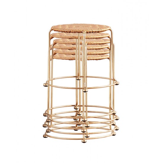 Comfortable folding rattan small round stool, dining table stool modern rattan economic seat