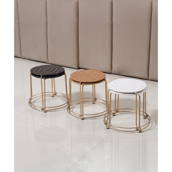 Comfortable folding rattan small round stool, dining table stool modern rattan economic seat