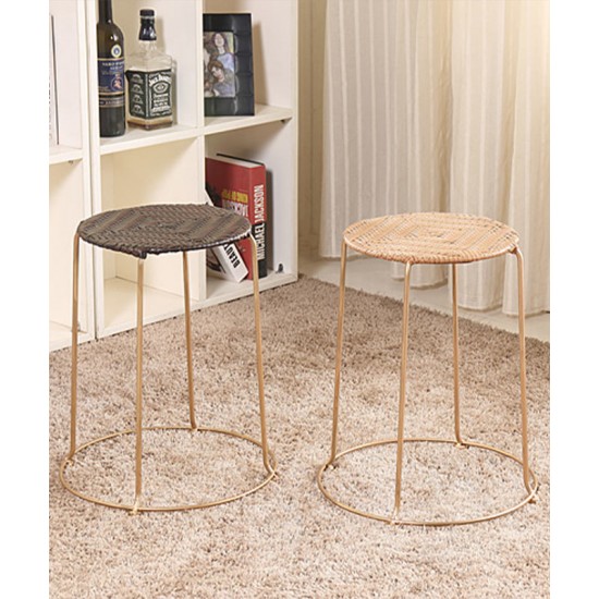 Comfortable folding rattan small round stool, dining table stool modern rattan economic seat