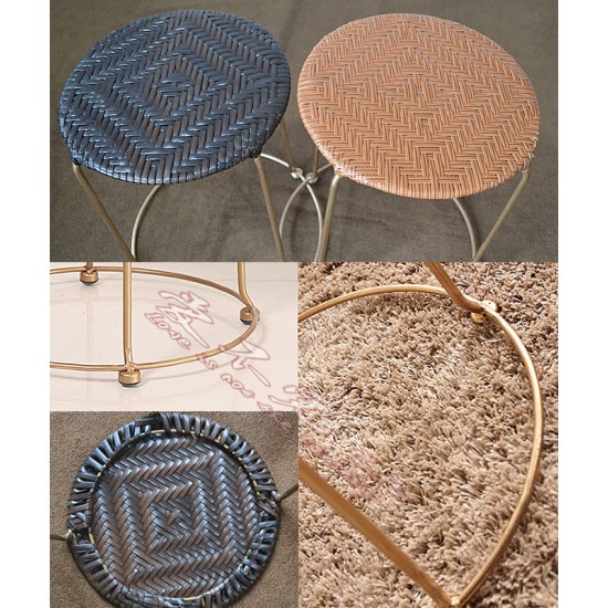 Comfortable folding rattan small round stool, dining table stool modern rattan economic seat