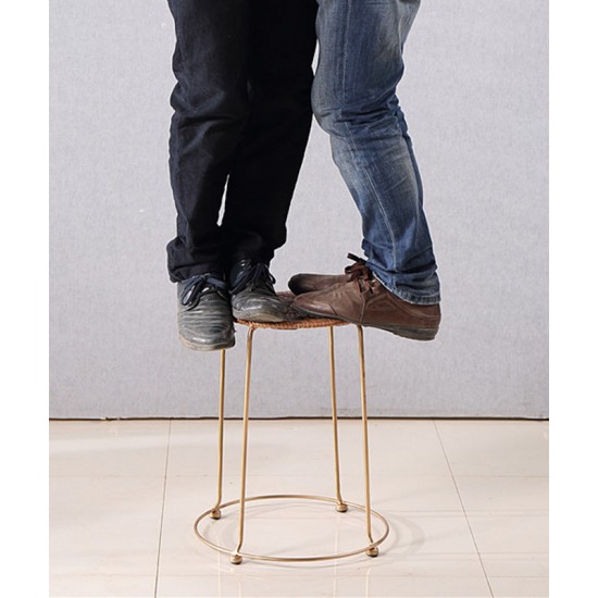 Comfortable folding rattan small round stool, dining table stool modern rattan economic seat