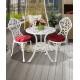 A sleek aluminum small table and chair combination that is the perfect addition to your patio or garden