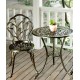 A sleek aluminum small table and chair combination that is the perfect addition to your patio or garden