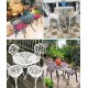 A sleek aluminum small table and chair combination that is the perfect addition to your patio or garden