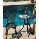 A sleek aluminum small table and chair combination that is the perfect addition to your patio or garden