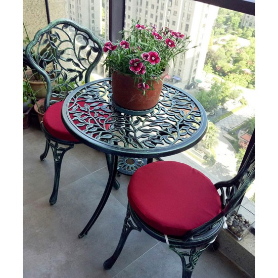 A sleek aluminum small table and chair combination that is the perfect addition to your patio or garden