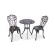 A sleek aluminum small table and chair combination that is the perfect addition to your patio or garden