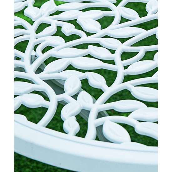 A sleek aluminum small table and chair combination that is the perfect addition to your patio or garden