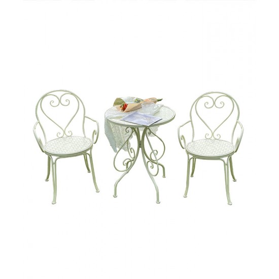 An elegant three-piece Iron art table and chair set, specially designed for your cafe, balcony, garden, terrace or backyard