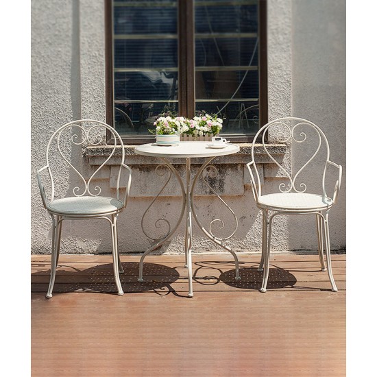 An elegant three-piece Iron art table and chair set, specially designed for your cafe, balcony, garden, terrace or backyard