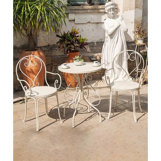 An elegant three-piece Iron art table and chair set, specially designed for your cafe, balcony, garden, terrace or backyard