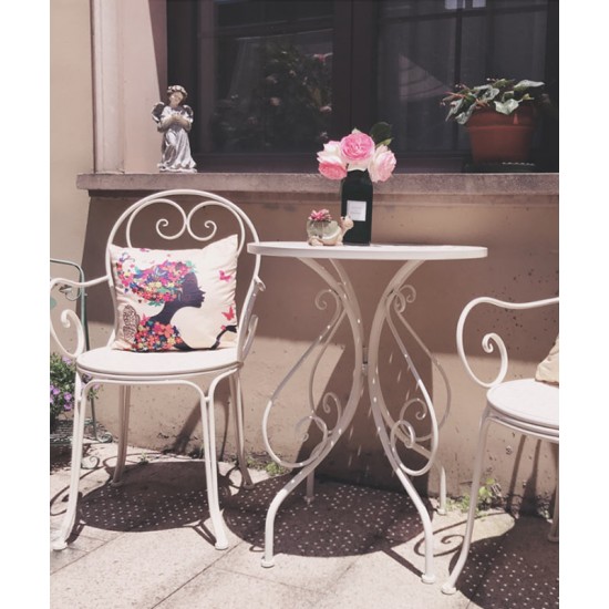 An elegant three-piece Iron art table and chair set, specially designed for your cafe, balcony, garden, terrace or backyard