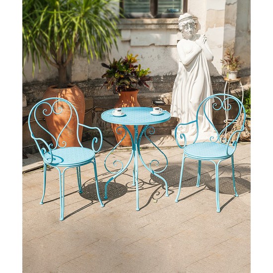 An elegant three-piece Iron art table and chair set, specially designed for your cafe, balcony, garden, terrace or backyard