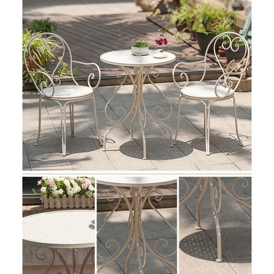 An elegant three-piece Iron art table and chair set, specially designed for your cafe, balcony, garden, terrace or backyard