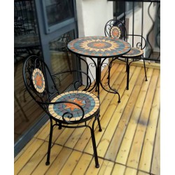 European-style wrought iron balcony table and chairs for leisure, small table and chairs for backyard outdoor garden gazebo, three-piece combination
