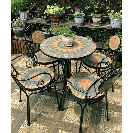 European-style wrought iron balcony table and chairs for leisure, small table and chairs for backyard outdoor garden gazebo, three-piece combination