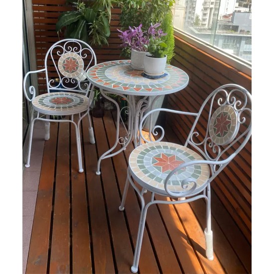 European-style wrought iron balcony table and chairs for leisure, small table and chairs for backyard outdoor garden gazebo, three-piece combination