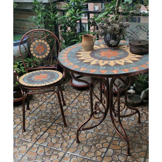 European-style wrought iron balcony table and chairs for leisure, small table and chairs for backyard outdoor garden gazebo, three-piece combination