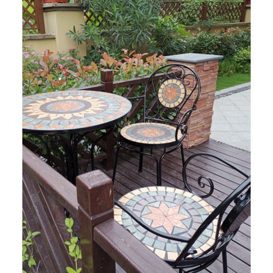 European-style wrought iron balcony table and chairs for leisure, small table and chairs for backyard outdoor garden gazebo, three-piece combination