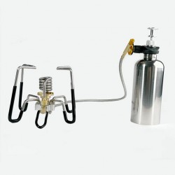 Efficient outdoor cooking with a spider-shaped stove, a powerful burner-level stove