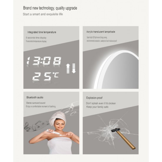 Simple and modern smart silver mirror with light ledwall-mounted light mirror explosion-proof bathroom mirror