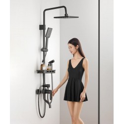 Black classic shower set, enhance your bathroom with timeless elegance and high-quality steel construction