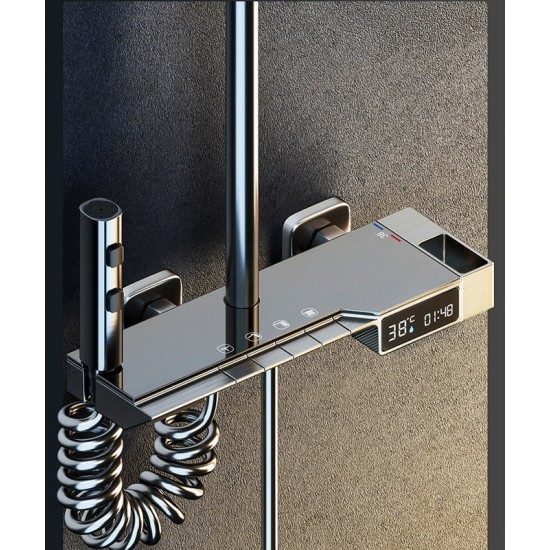 Shower set with digital display and constant temperature