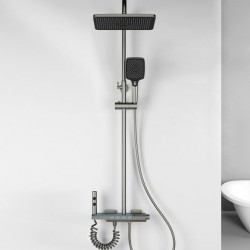 Sophisticated gray bathroom shower set with bath gun and LCD enhance your bathing experience in style