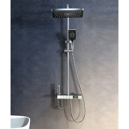 Gray rain shower set, the ultimate showering luxury for a customizable and refreshing experience