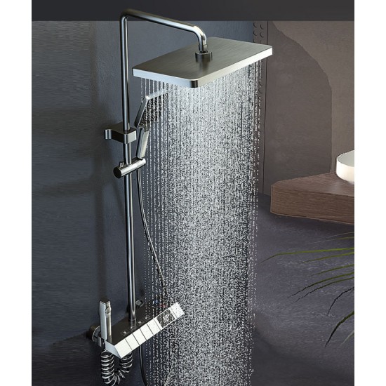 Gray rain shower set, the ultimate showering luxury for a customizable and refreshing experience