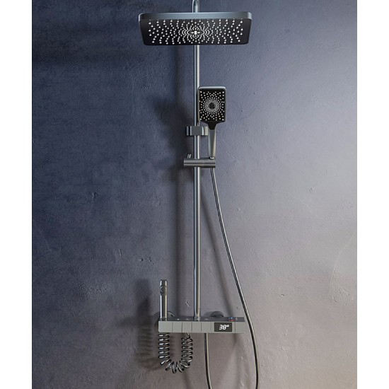 Gray rain shower set, the ultimate showering luxury for a customizable and refreshing experience
