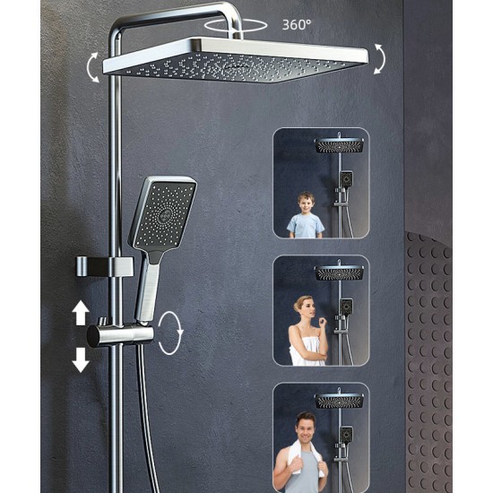 Gray rain shower set, the ultimate showering luxury for a customizable and refreshing experience