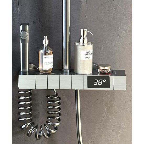 Gray rain shower set, the ultimate showering luxury for a customizable and refreshing experience