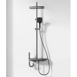 Gray smart digital display button shower set, multi-functional shower set with convenience	