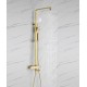 Multi-functional lifting shower column golden copper wall mounted shower system double fauced shower set