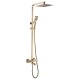 Multi-functional lifting shower column golden copper wall mounted shower system double fauced shower set
