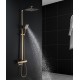 Multi-functional lifting shower column golden copper wall mounted shower system double fauced shower set
