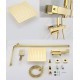 Multi-functional lifting shower column golden copper wall mounted shower system double fauced shower set
